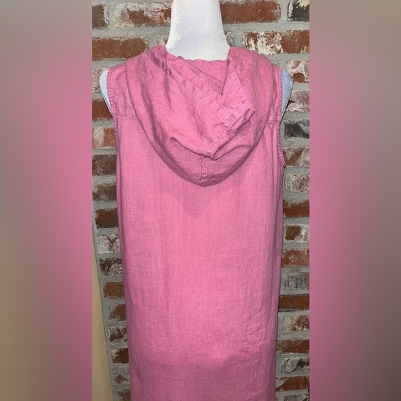 J Jill Womens Linen Dress Pink Sleeveless Hoodie Knot Button | size medium - Picture 3 of 8